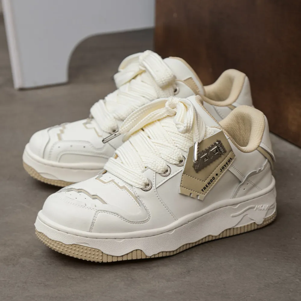 Simple Solid Color Stitching Sneakers