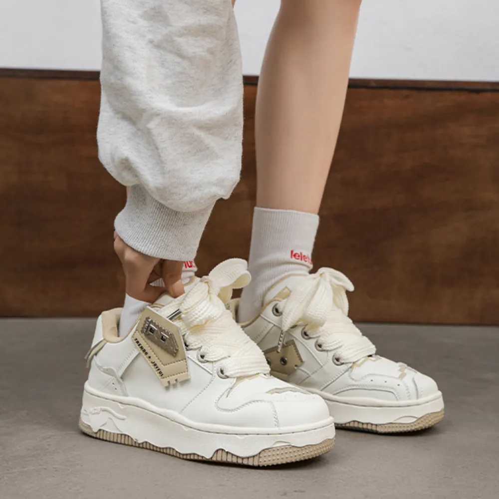 Simple Solid Color Stitching Sneakers