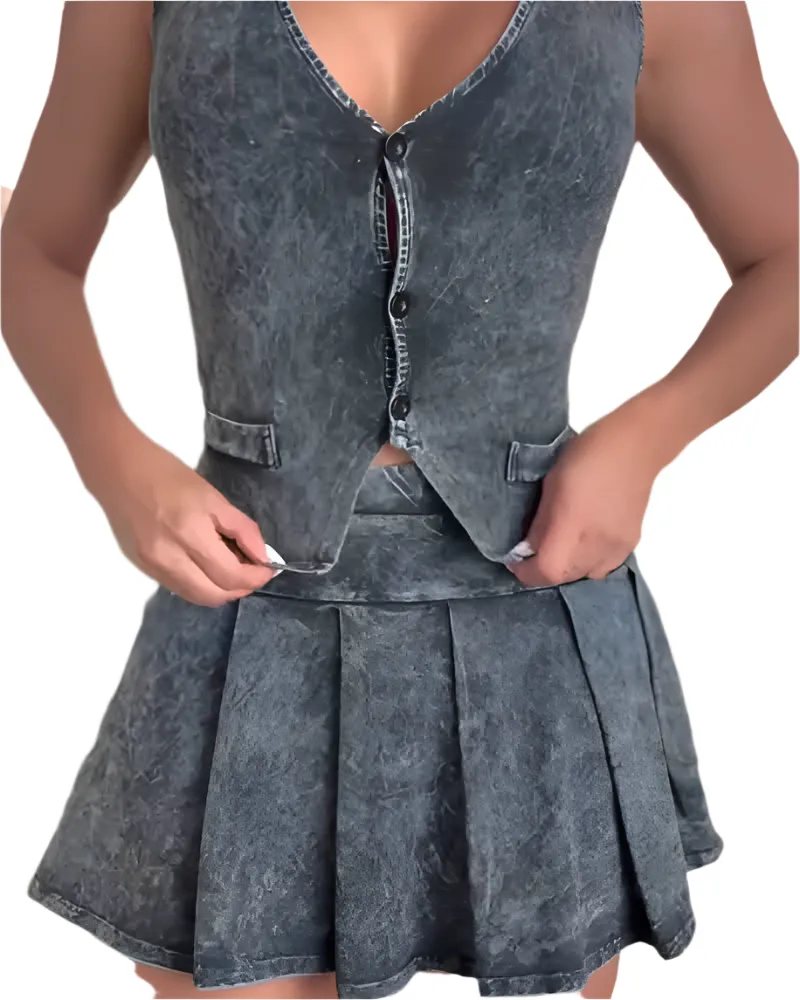 Sofia – Washed  Faux Skirt Set for Women