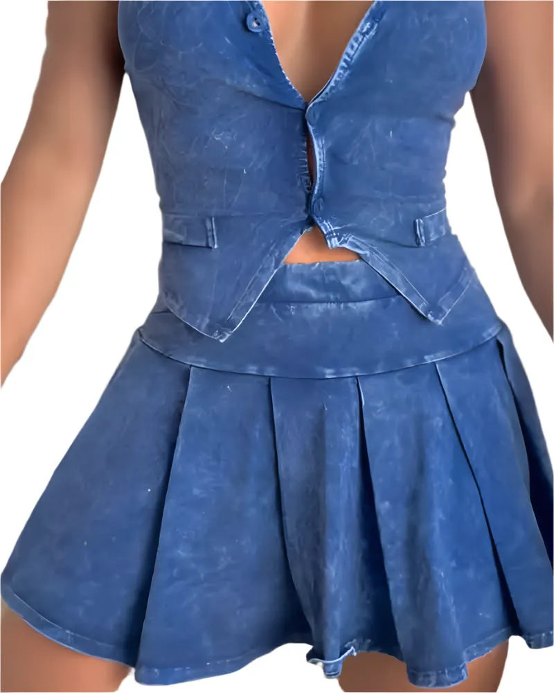 Sofia – Washed  Faux Skirt Set for Women