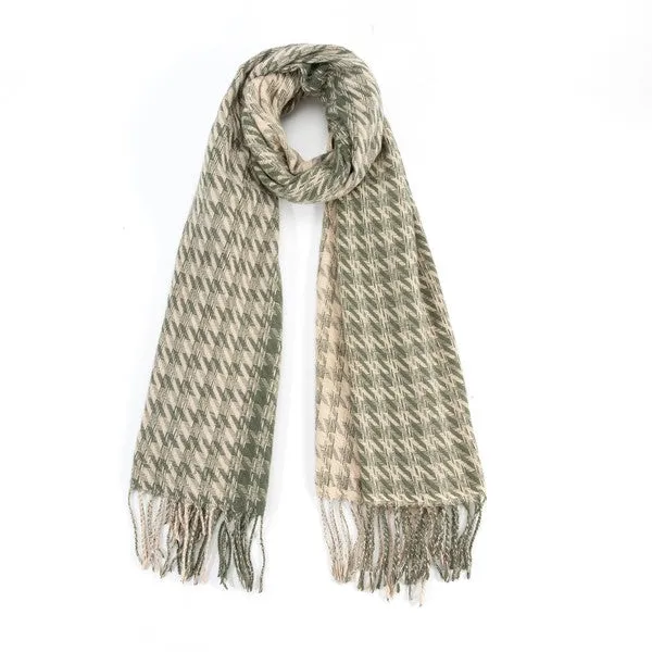 Sofiya Houndstooth Scarf – Two-Tone, Lightweight, Warm Accessory