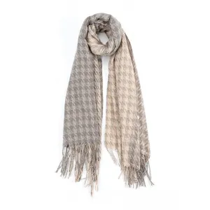 Sofiya Houndstooth Scarf – Two-Tone, Lightweight, Warm Accessory