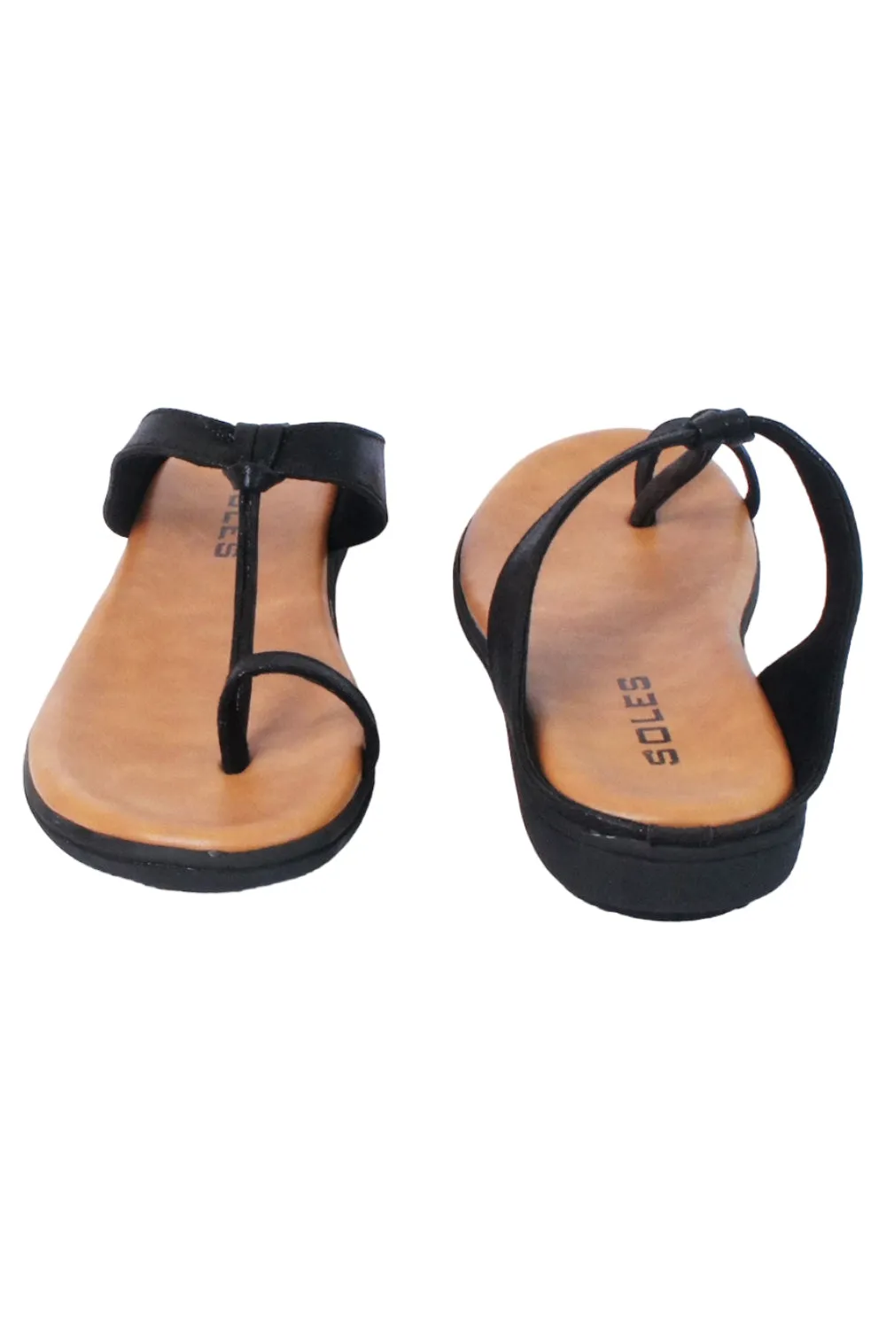SOLES Classic Black Flat Sandals - Versatile Style for Any Occasion