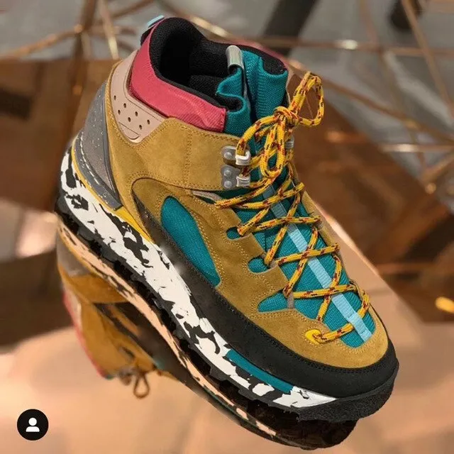 Spring casual shoes Woman climbing Trainers creeper patchwork boots thick bottom platform sneakers high top daddy shoes