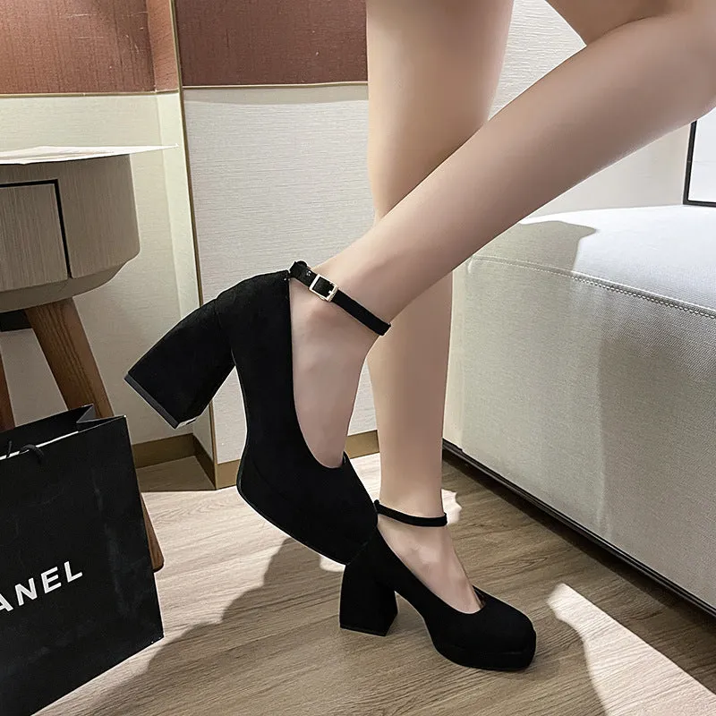 Square Toe Block Heel Pumps