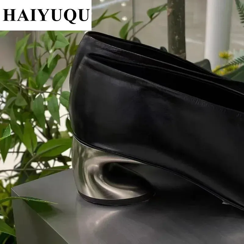 Square Toe Leather Chunky Loafers Womens Shoes Luxury Brand Heels Autumn 2025 New Fashion Elegant Dress Pumps Zapatillas Mujer