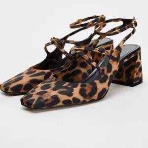 Square Toe Slingback Pumps