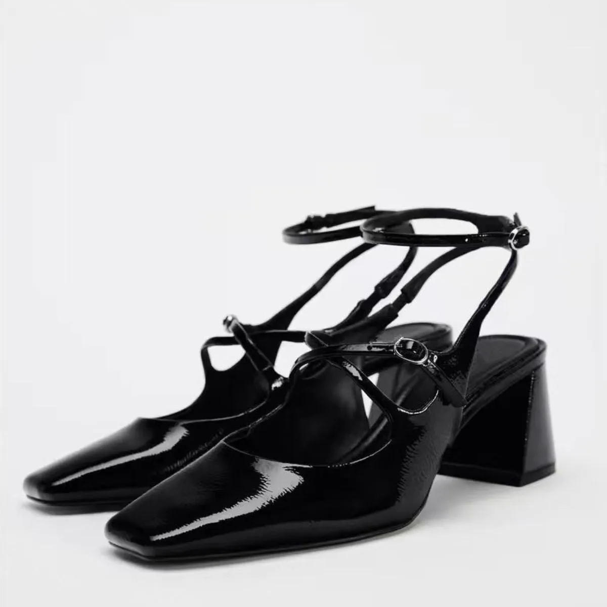 Square Toe Slingback Pumps