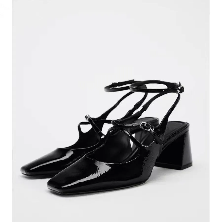 Square Toe Slingback Pumps