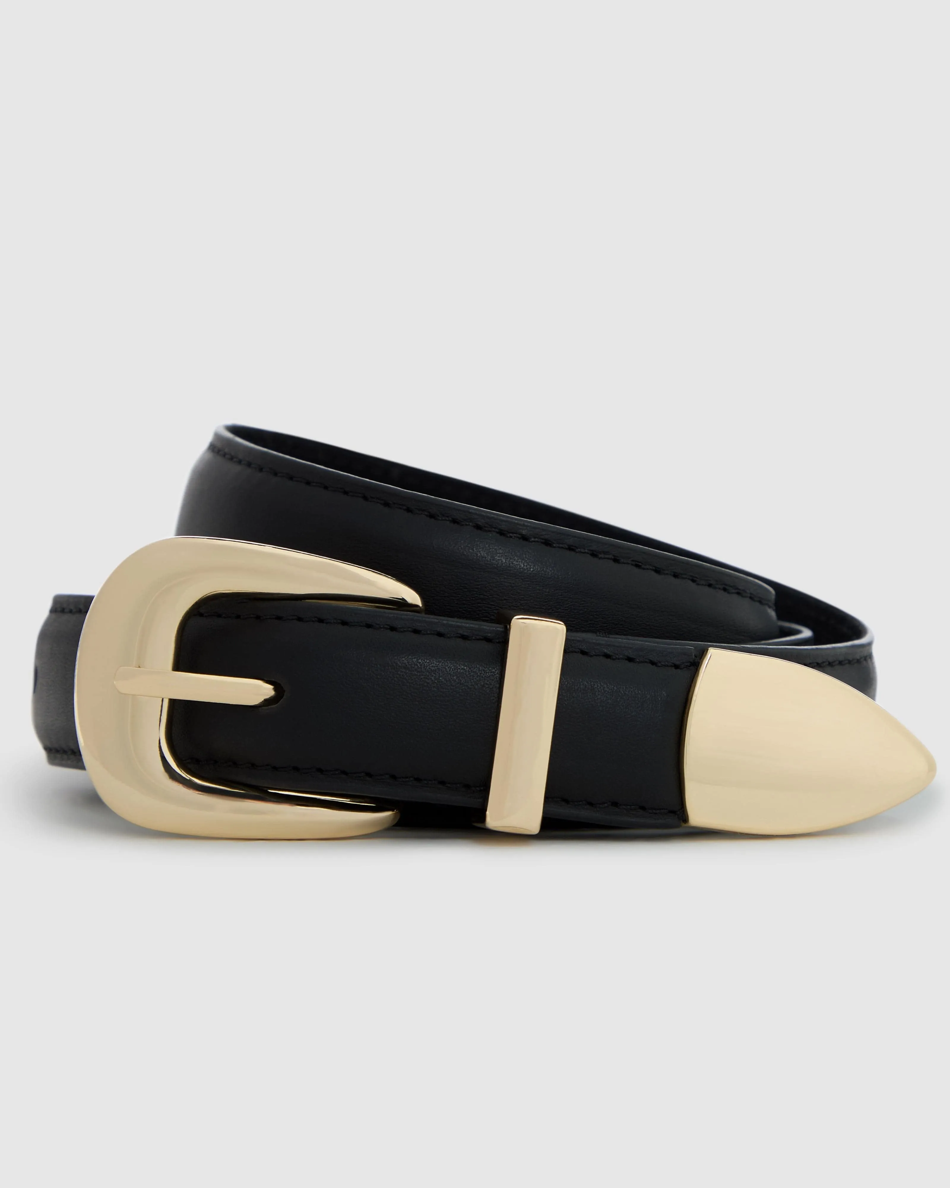 STATEMENT LEATHER BELT - BLACK / GOLD