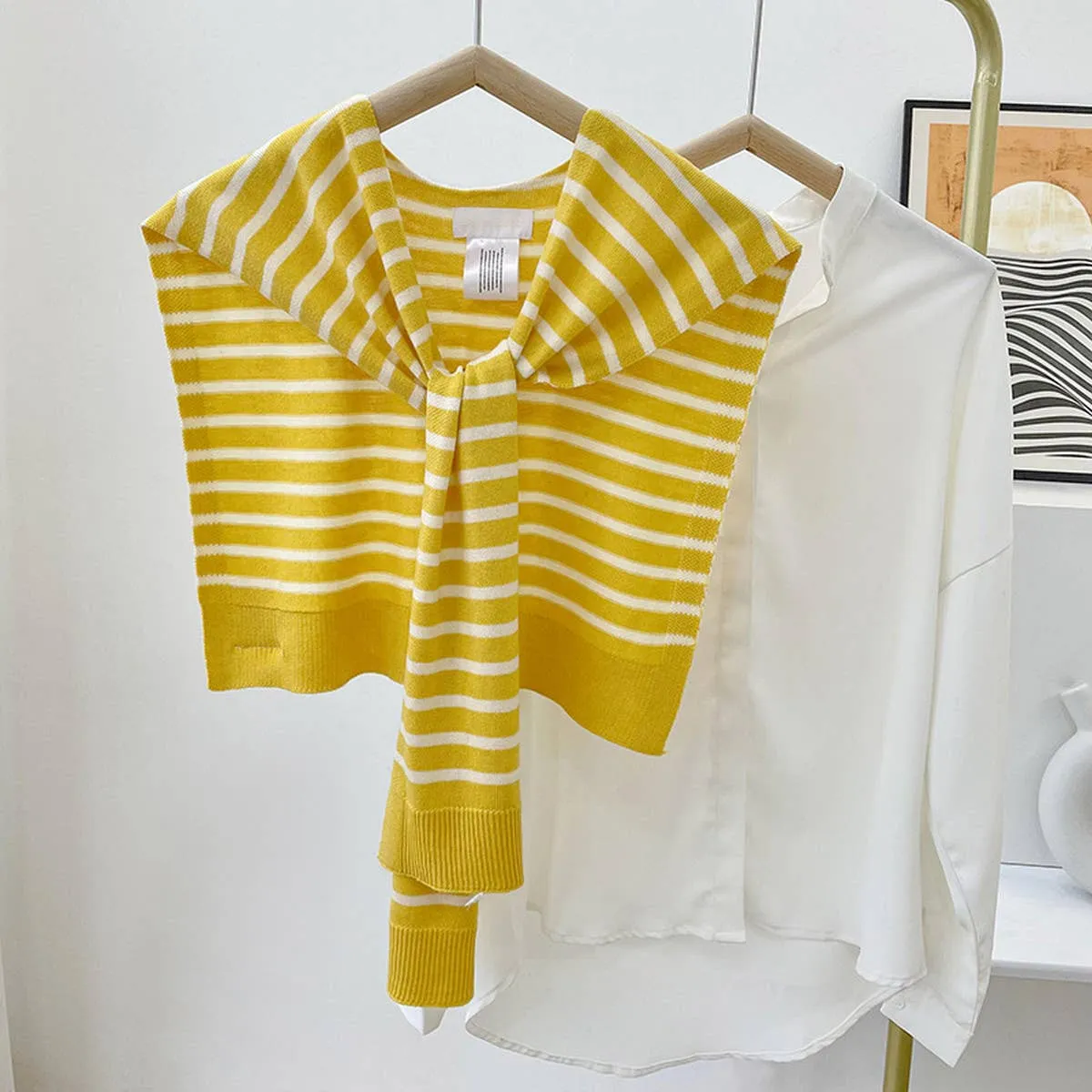 STRIPED KNITTED OUTER SHAWL_CWASC0758