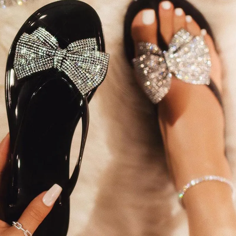 Studded Bowknot Design Open Toe Sandals