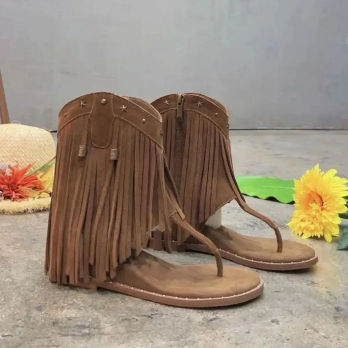 Sundance Fringe Cowgirl Sandals Western-Inspired | Festival-Ready | Boho Fringe Babe Vibes