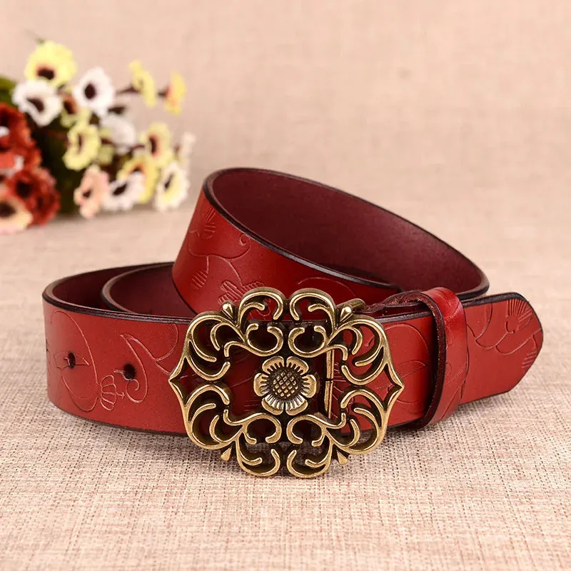 Sunflower Pattern Needle Buckle Belt