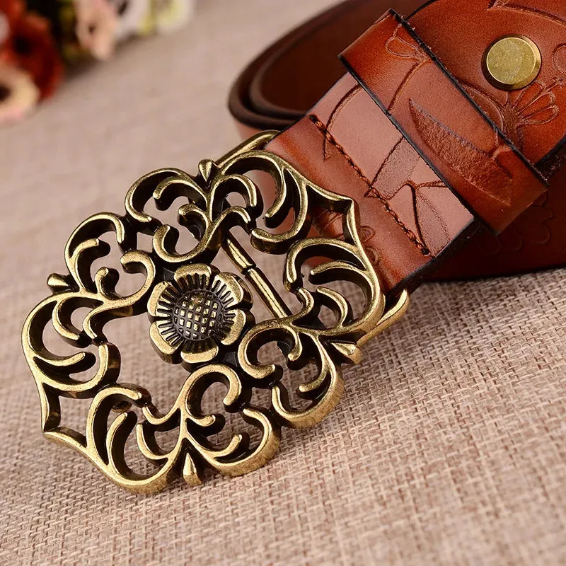 Sunflower Pattern Needle Buckle Belt