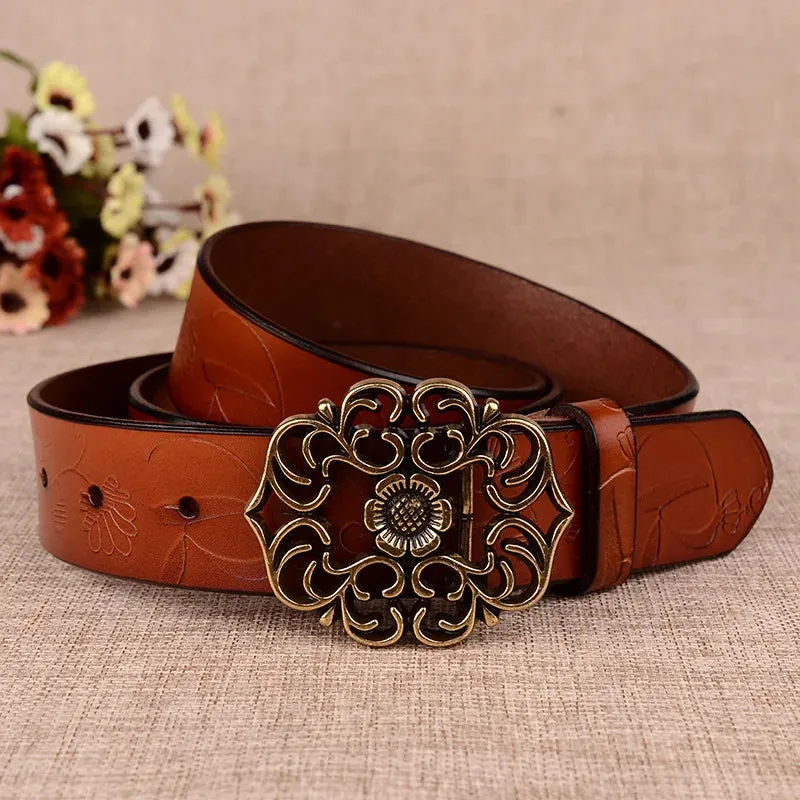 Sunflower Pattern Needle Buckle Belt