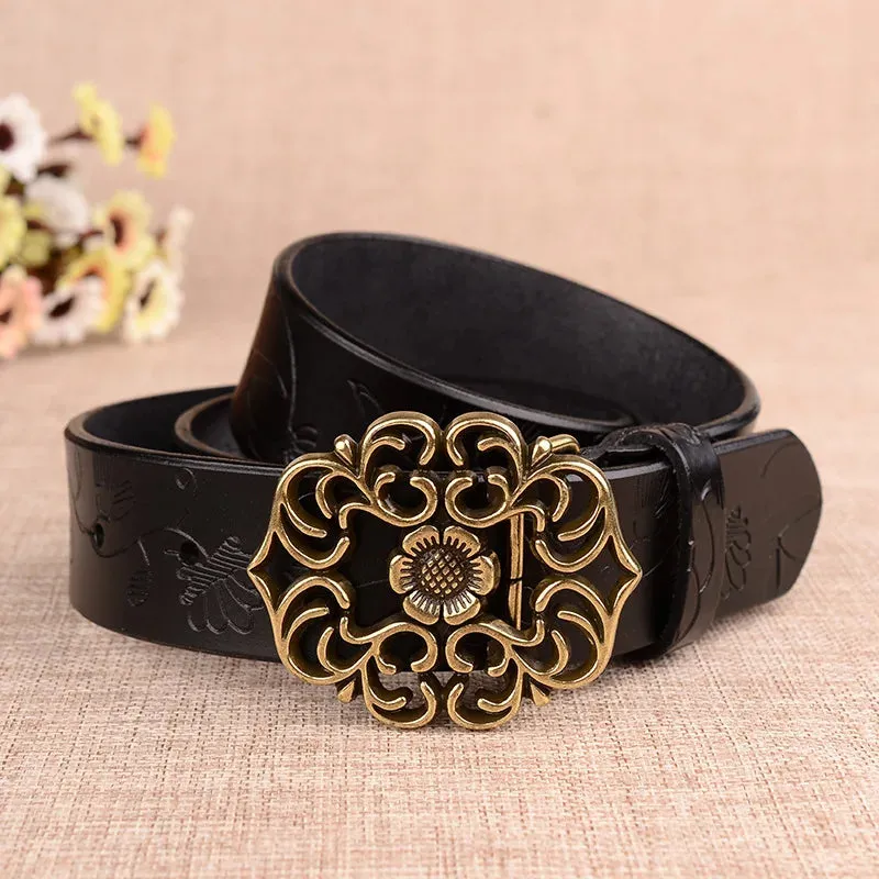 Sunflower Pattern Needle Buckle Belt