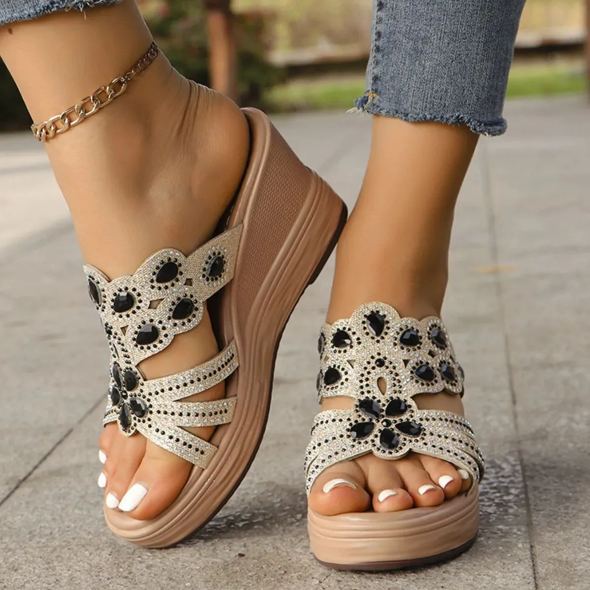 Sunkissed Sparkle Wedge Sandals