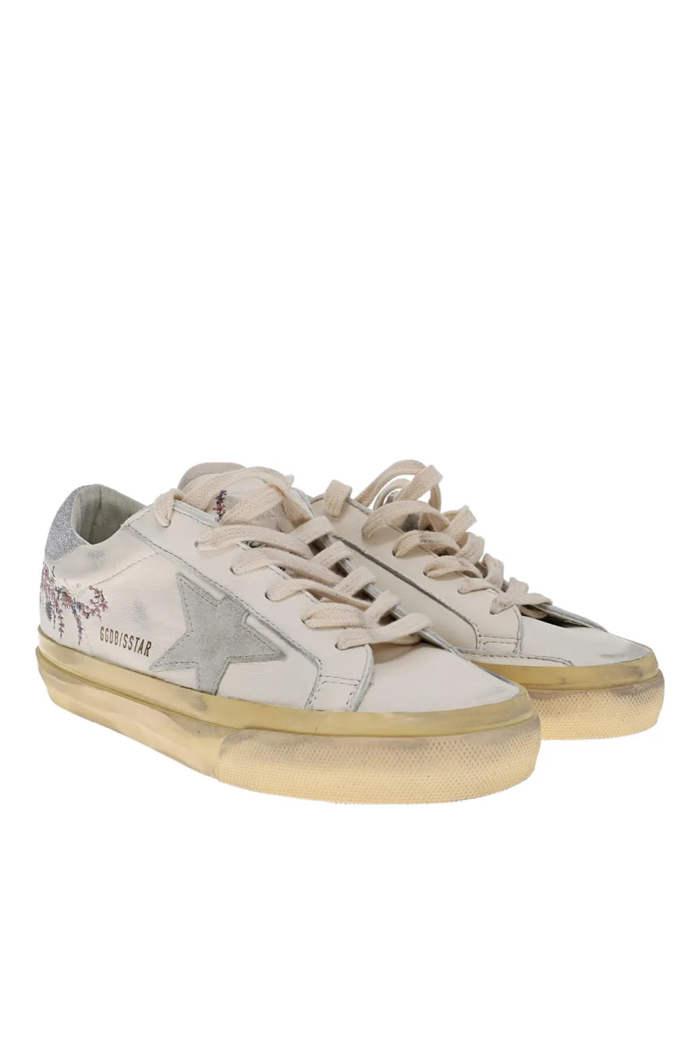 Super Star Floral Glitter Leather Sneakers