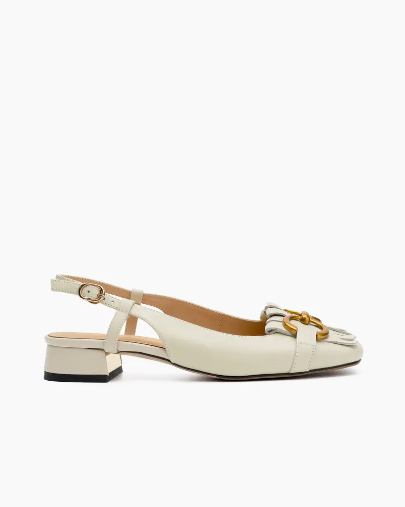 Tassel Metal Decor Low Heel Slingback Sandals