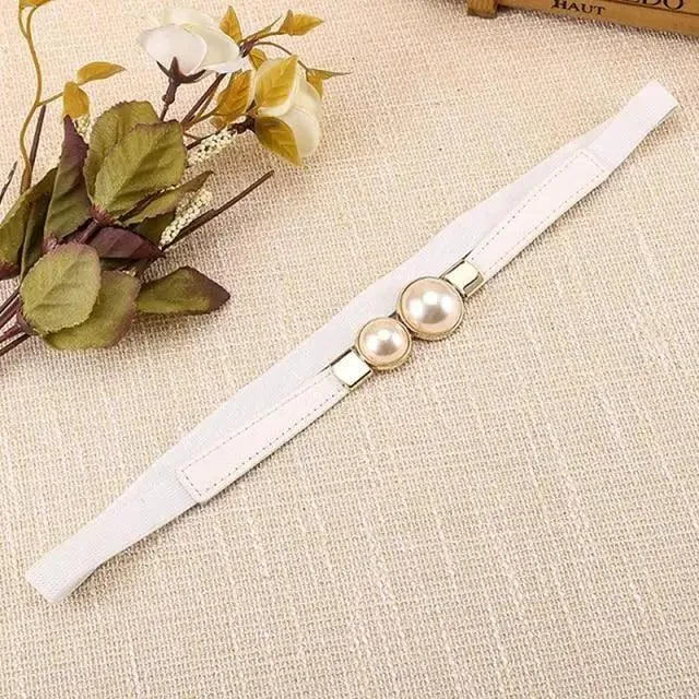 Thin Elastic Stretch Women Buckle Skinny Fashion Belts Metal Leaf Buckle Design Belts For Ladies