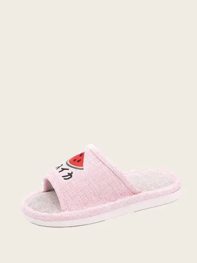 Toddler Girls Fruit Embroidered Slippers- FDs