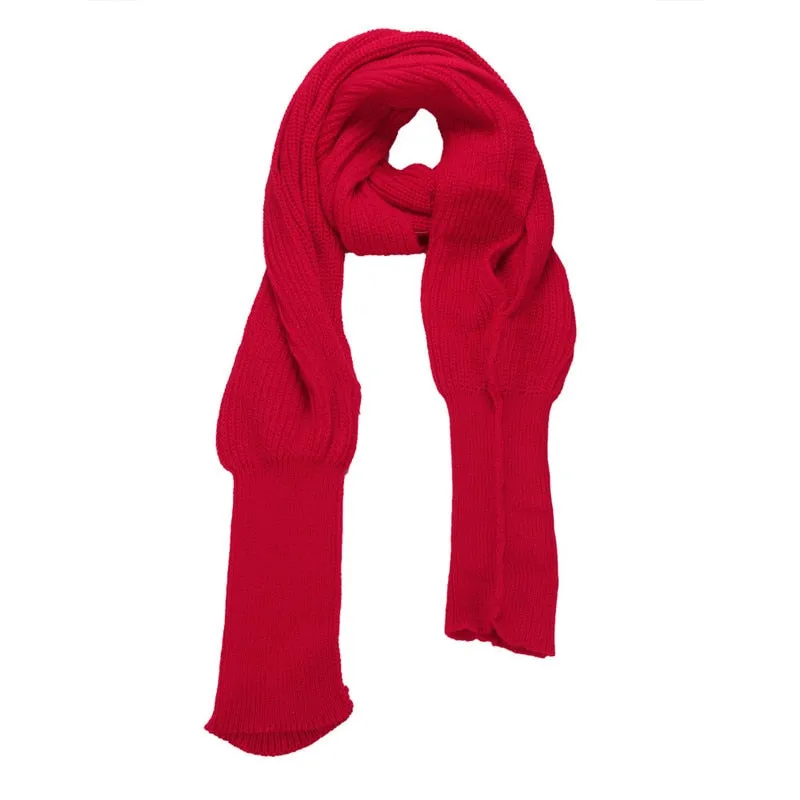 Trendy Knitted Sweater-Scarf with Sleeves