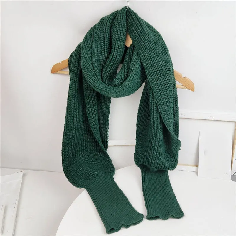 Trendy Knitted Sweater-Scarf with Sleeves