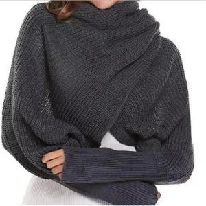 Trendy Knitted Sweater-Scarf with Sleeves