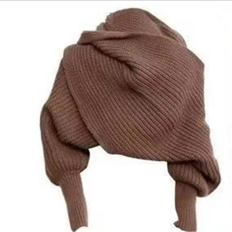 Trendy Knitted Sweater-Scarf with Sleeves