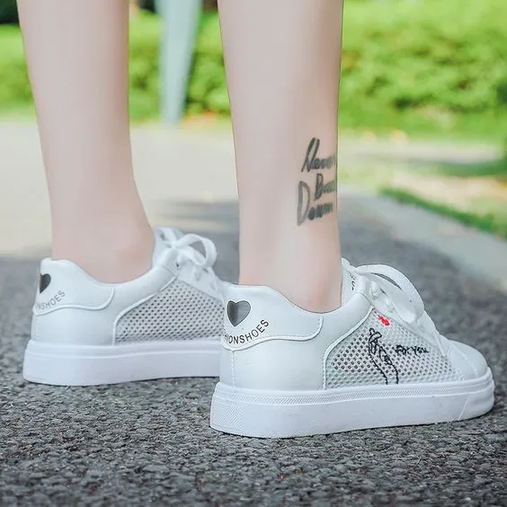Trendy Summer Mesh Breathable White Shoes