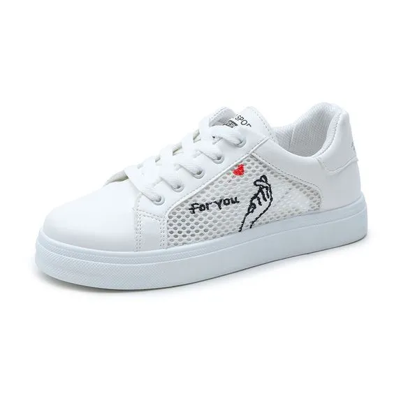 Trendy Summer Mesh Breathable White Shoes