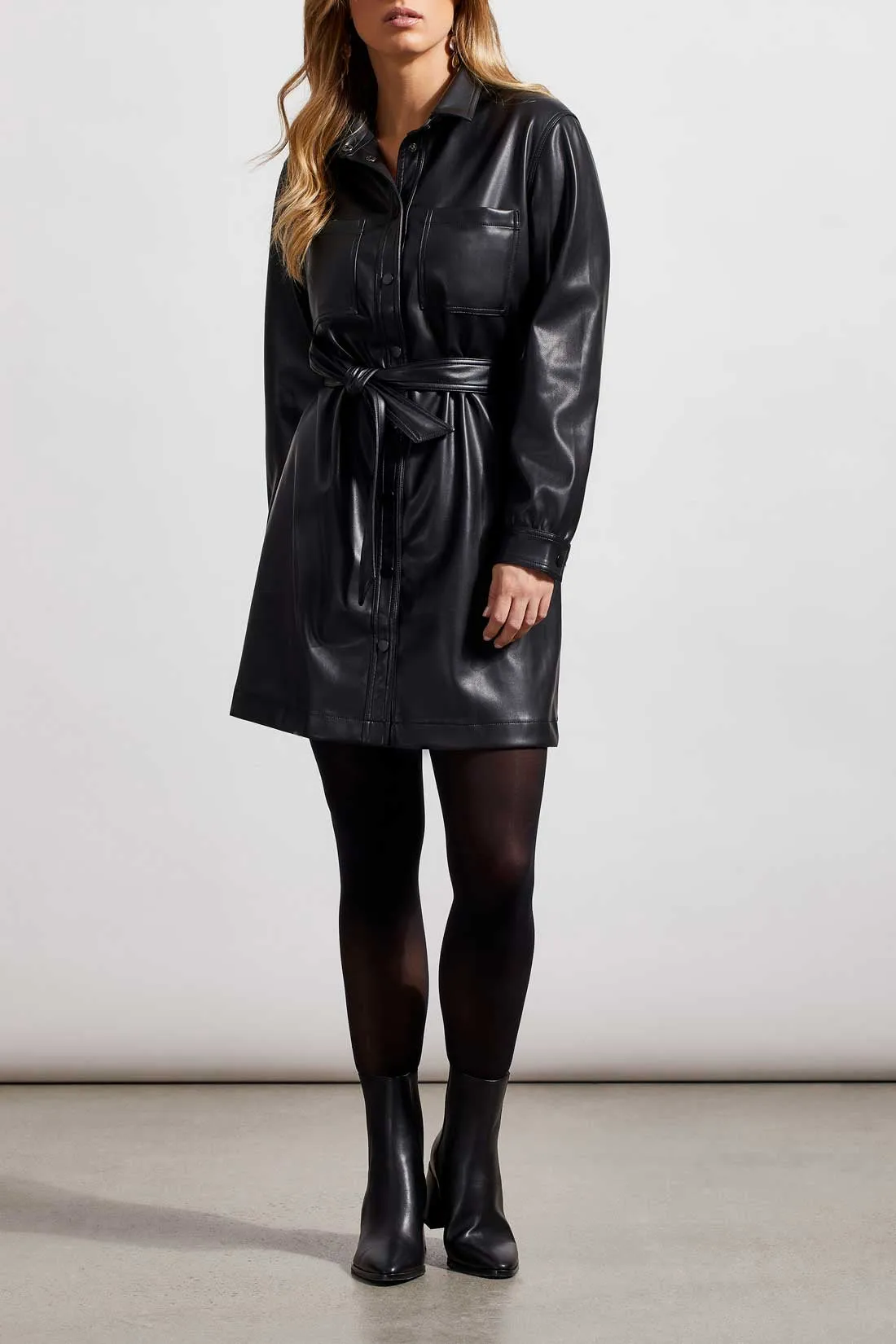 Tribal Long Sleeve Button Up Dress with Belt