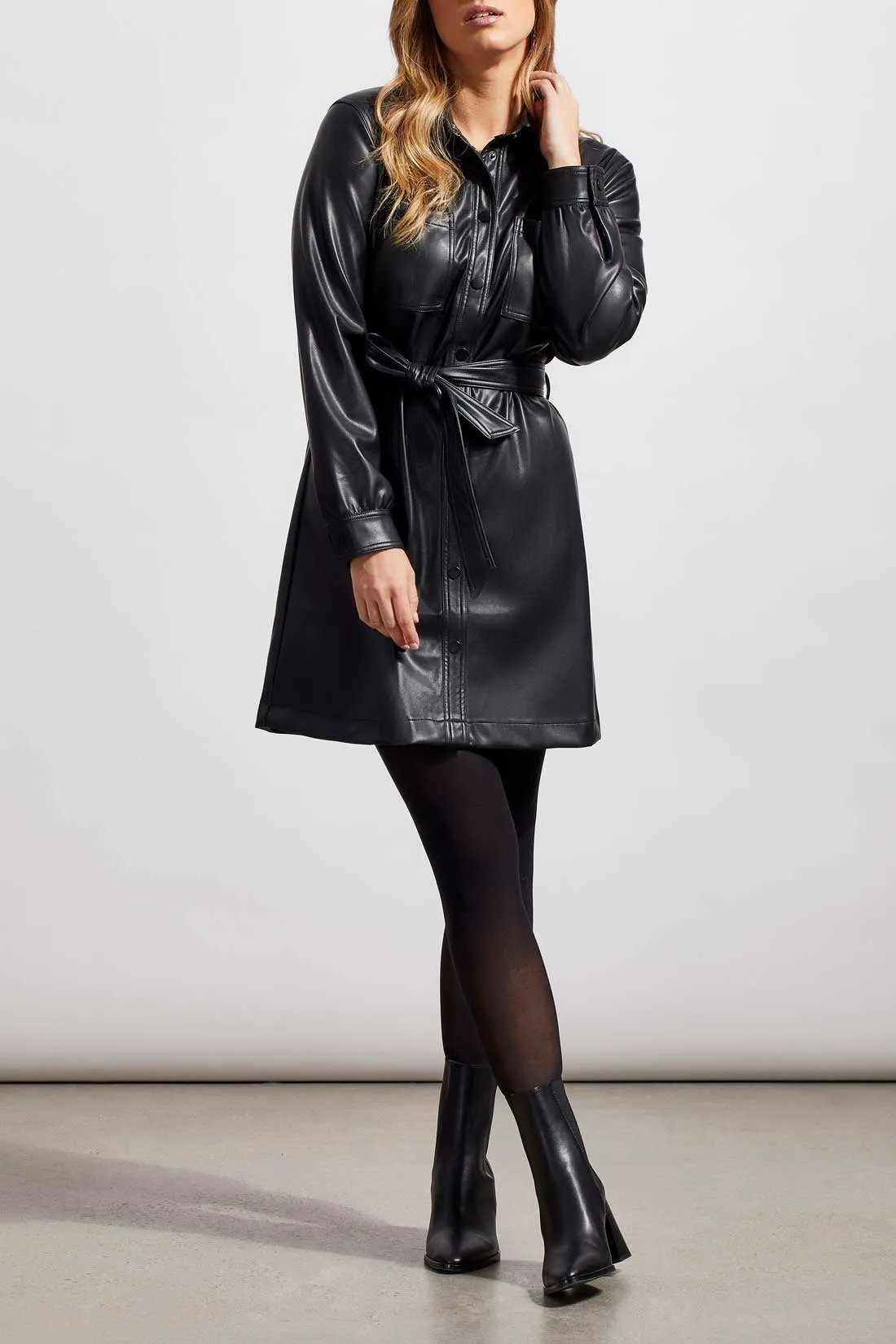 Tribal Long Sleeve Button Up Dress with Belt