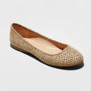 Universal Thread Faux-Leather Leopard-Print Round-Toe Ballet Flats