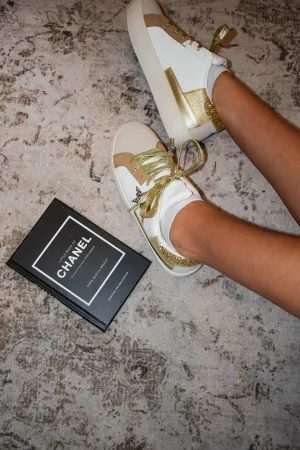Vintage Gold Lace Up Sneakers