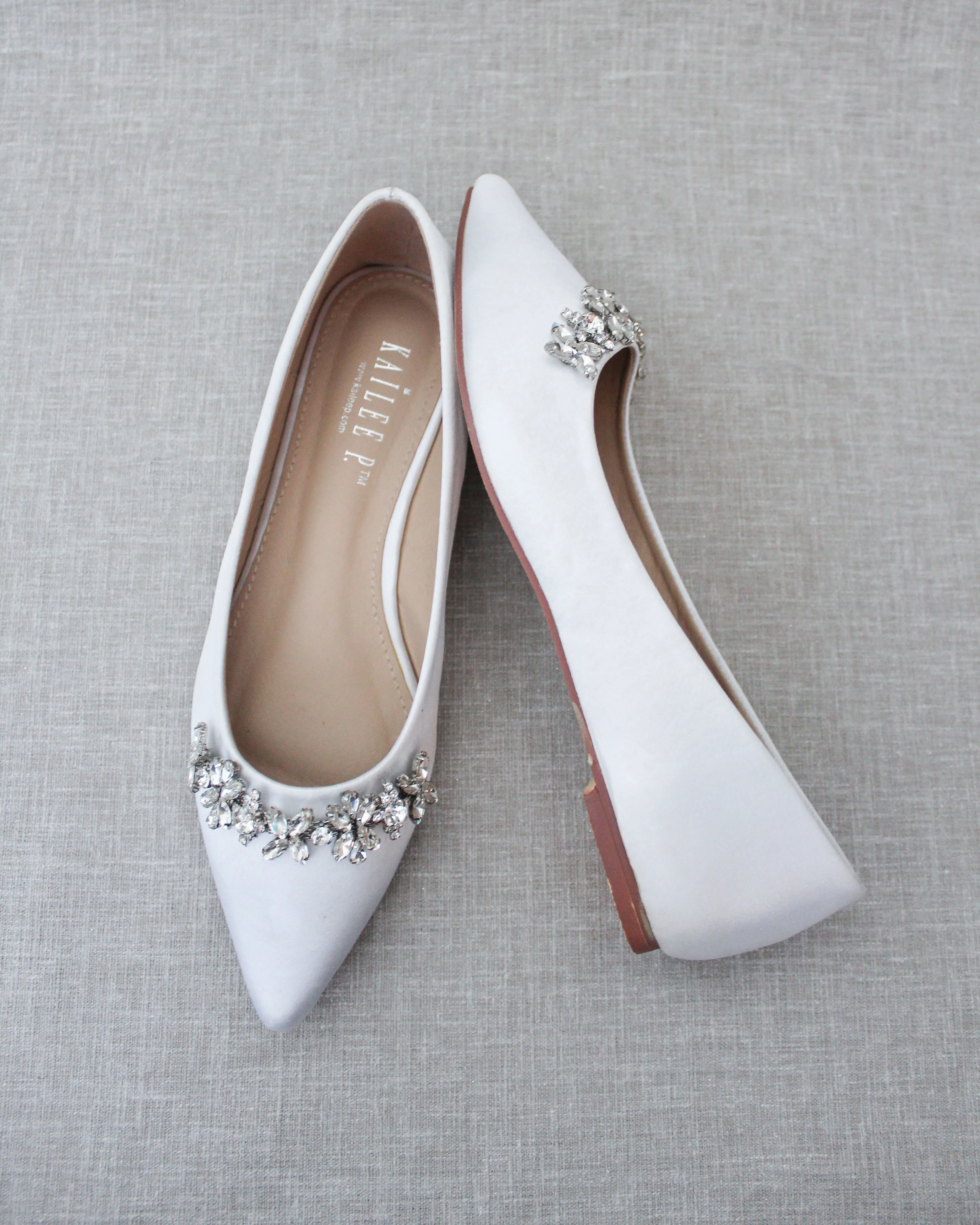 Wedding Flats with Floral Rhinestones Details