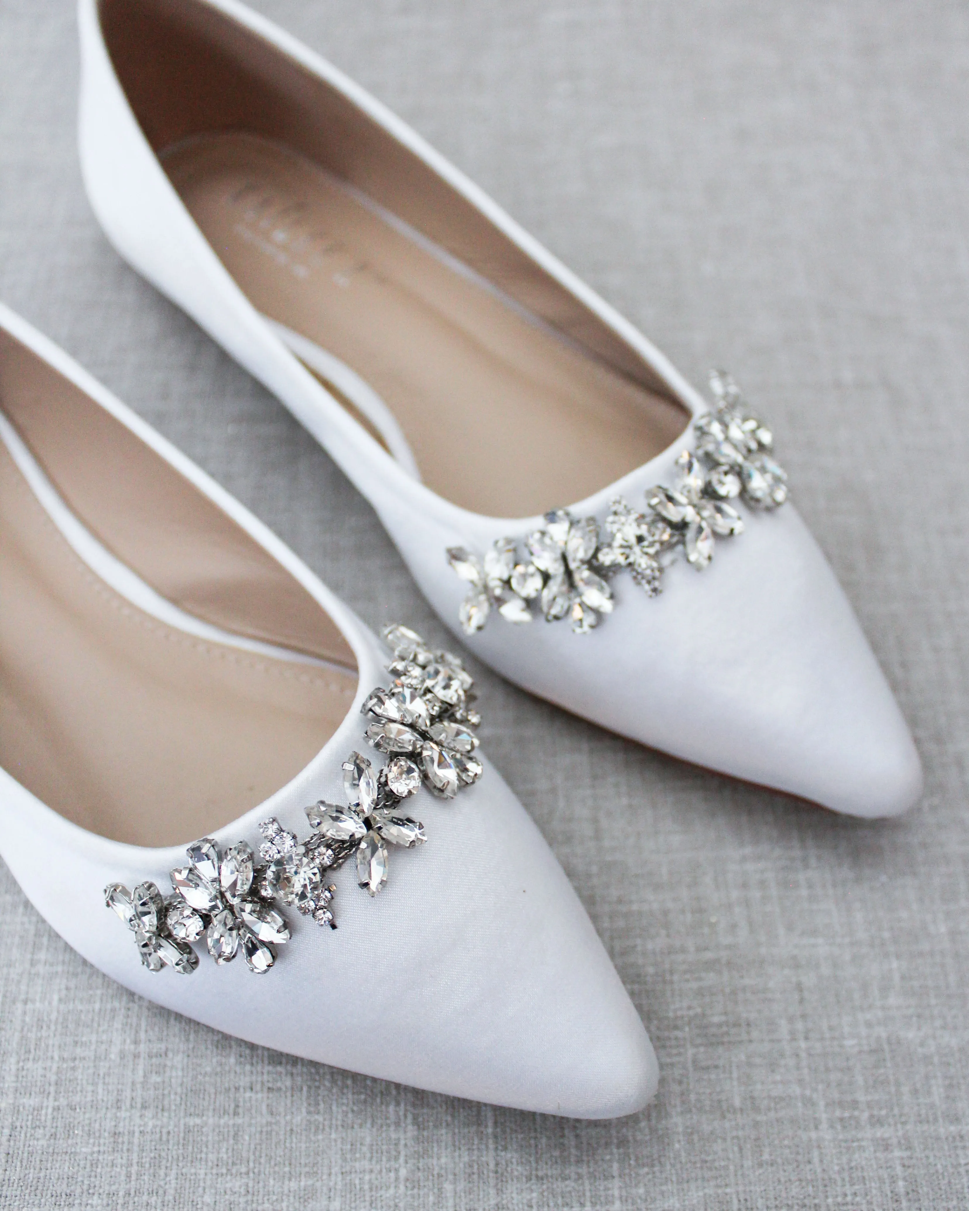 Wedding Flats with Floral Rhinestones Details