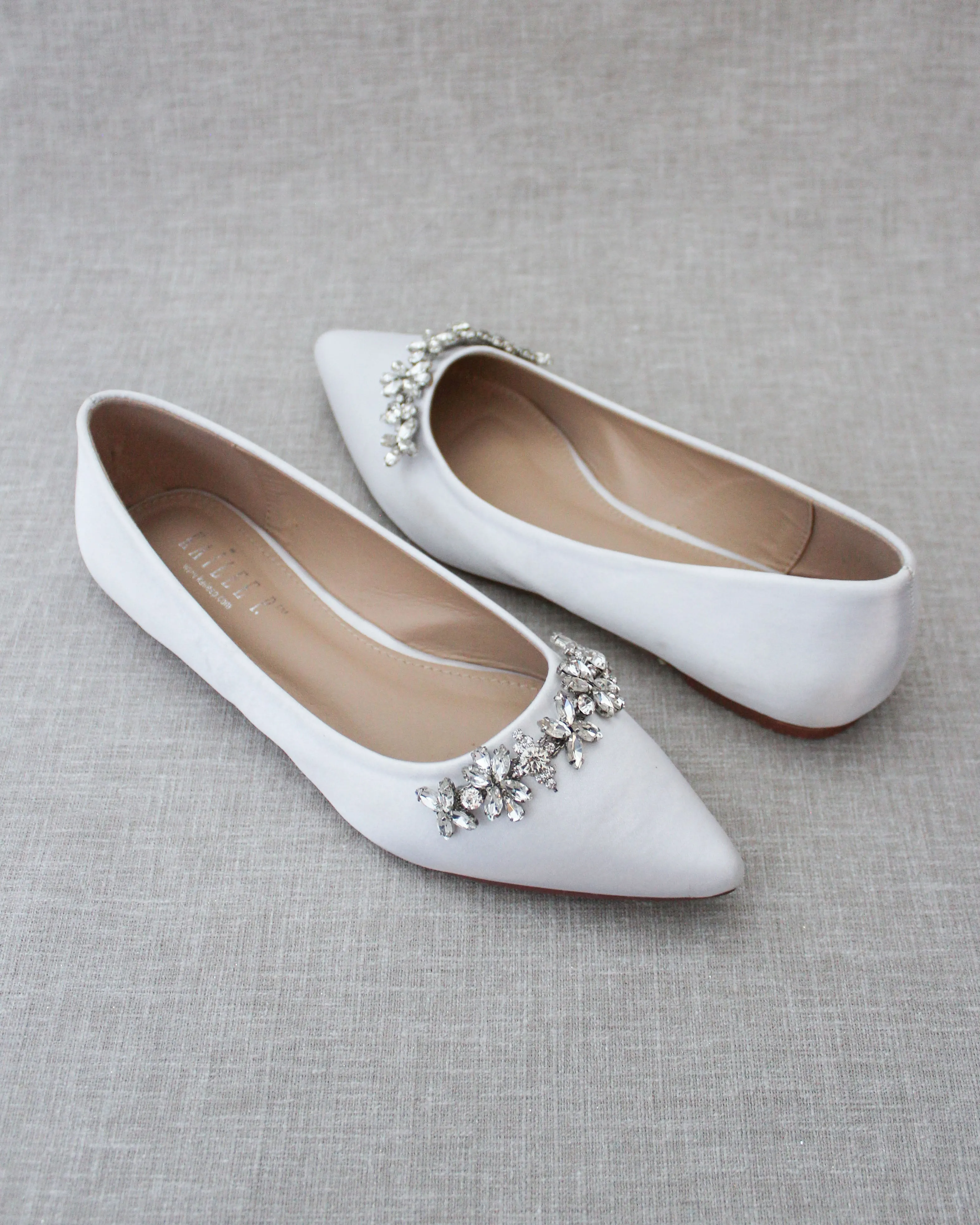 Wedding Flats with Floral Rhinestones Details