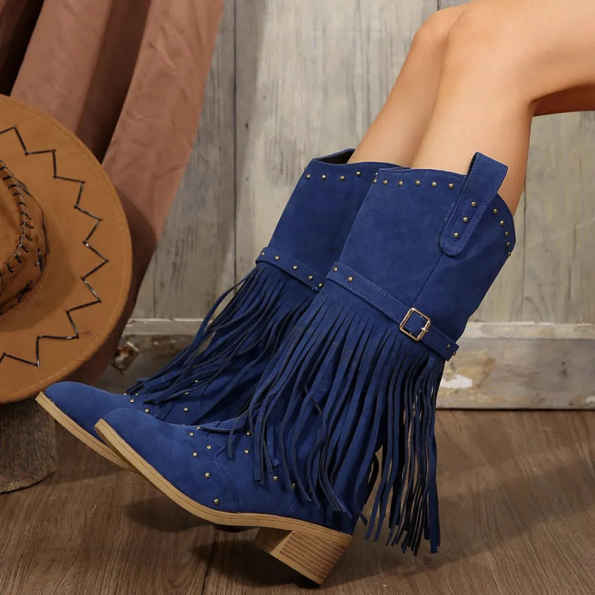 Whiskey Dust Fringe Point Toe Booties