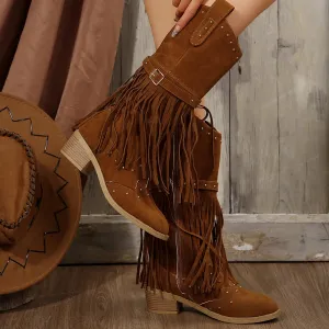 Whiskey Dust Fringe Point Toe Booties