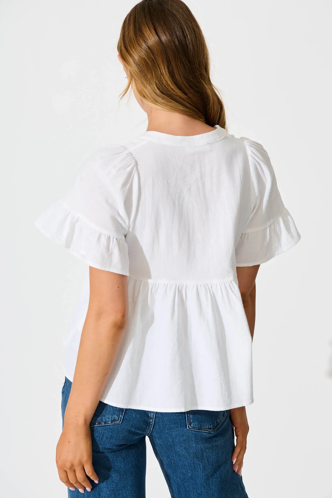 White Cotton Linen Orla Blouse
