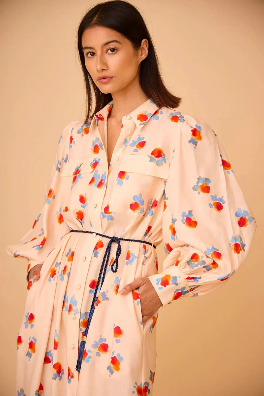 WILDER DRESS- WATERCOLOR FLORAL BORDER