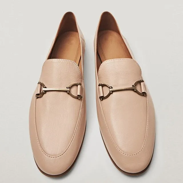 Withered 2020shoes women england style office lady simple solid genuine leather Sheepskin soft Lok shoes loafers shoes for women