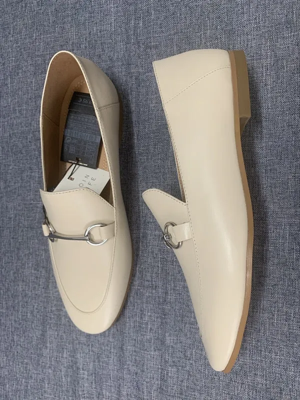Withered 2020shoes women england style office lady simple solid genuine leather Sheepskin soft Lok shoes loafers shoes for women