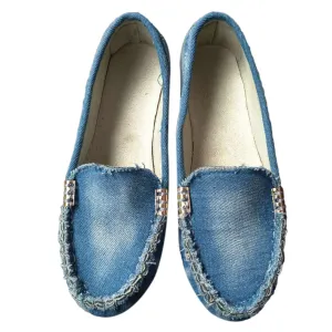 Women Casual Flat Shoes 2019 Spring Autumn Flat Loafer Women Shoes Slips Soft Round Toe Denim Flats Jeans Shoes Plus Size