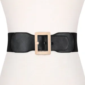Women Dress Waist Cinch Belt Stretchy Elastic Vintage Belts For Dress With Metal Buckle In 7.5cm by JASGOOD