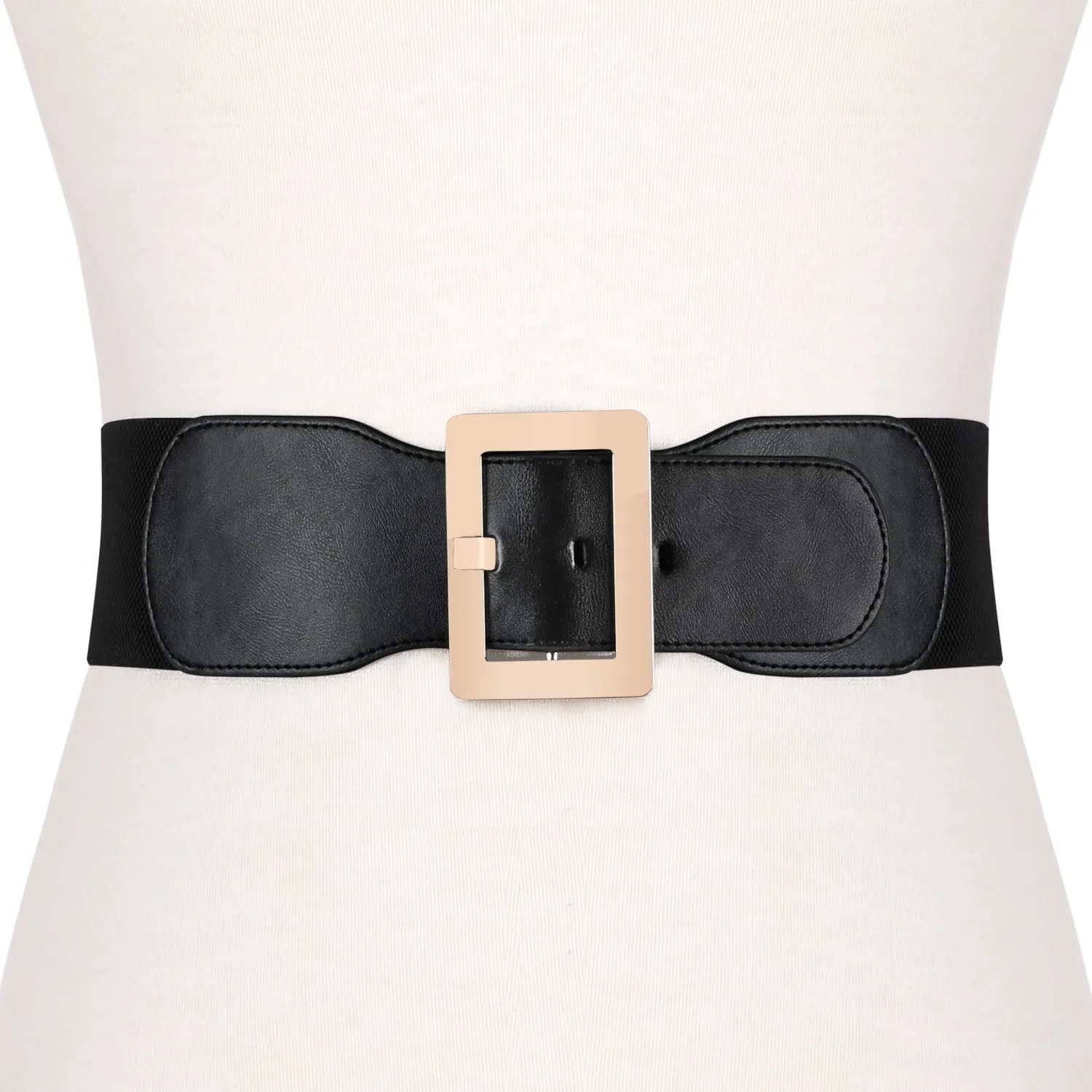 Women Dress Waist Cinch Belt Stretchy Elastic Vintage Belts For Dress With Metal Buckle In 7.5cm by JASGOOD