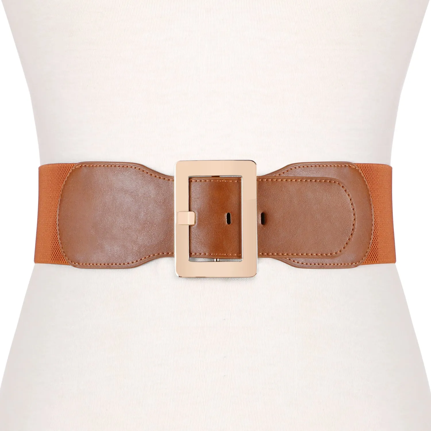 Women Dress Waist Cinch Belt Stretchy Elastic Vintage Belts For Dress With Metal Buckle In 7.5cm by JASGOOD