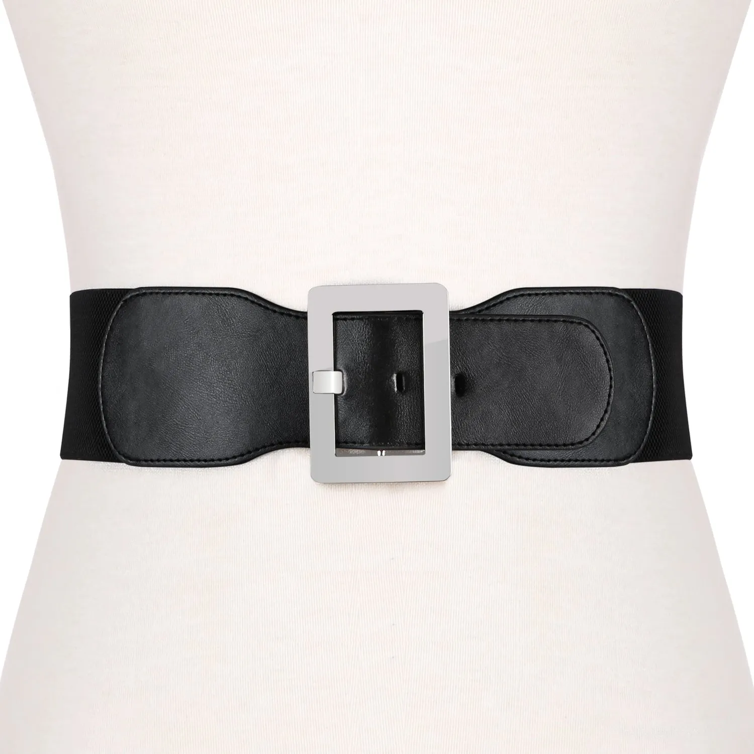 Women Dress Waist Cinch Belt Stretchy Elastic Vintage Belts For Dress With Metal Buckle In 7.5cm by JASGOOD